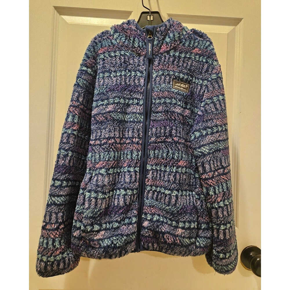 Eddie Bauer Girls Fleece Zip Up Hooded Jacket Size Medium 10-12 Coat Soft Warm